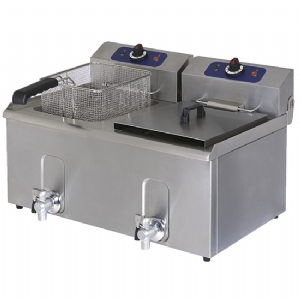 Electric fryer with drain tap, tabletop, oil capacity 8X8 litres 1241G