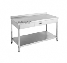 SS304 Work Bench With Drawer & Splash Back-With Under Shelf (Square tube)