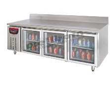 Tủ lạnh bàn 2 cánh kính có thành chắn sau SLLZ4-320E-2BL