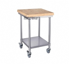 SS304 Mobile Bench With Wooden/Plastic Cutting Board