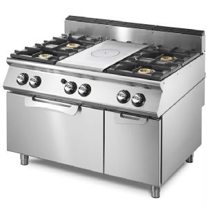 Gas solid top range on static gas oven GN 2/1 and closed cabinet, 4 burners V90120TPPCFG2