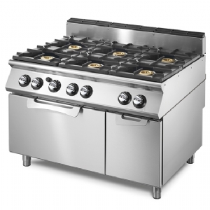 Gas range on static gas oven GN 2/1 and closed cabinet, 6 burners VS70120CFG