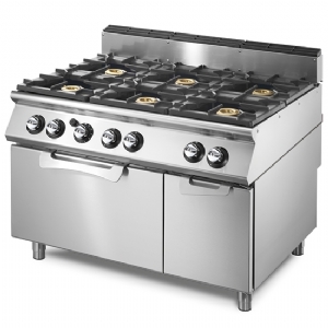 Gas range on static electric oven GN 2/1 and closed cabinet, 6 burners VS90120CFGE