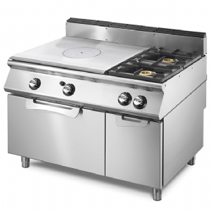 Gas solid top range on static gas oven GN 2/1 and closed cabinet, 2 burners  VS90120TPFG